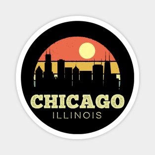 Chicago Illinois Vintage Sunset Magnet